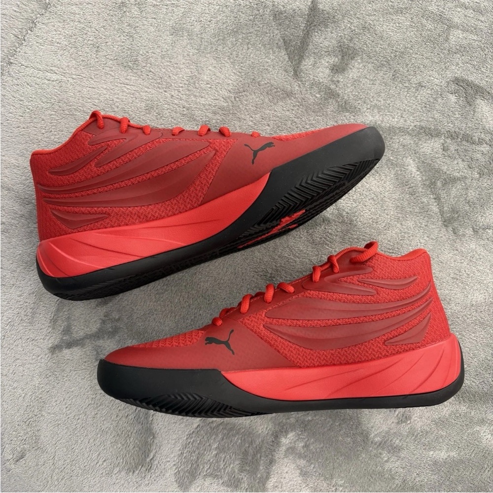 Puma Court Pro Basketball Sneakers Mens 8 Red Black Trim Shoes 310829-02 - Picture 6 of 9